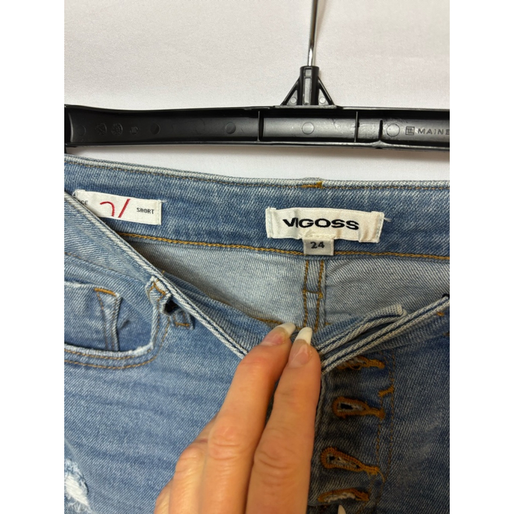 Vigoss Denim Ace Shorts Size 24 Blue Distressed - Picture 4 of 5